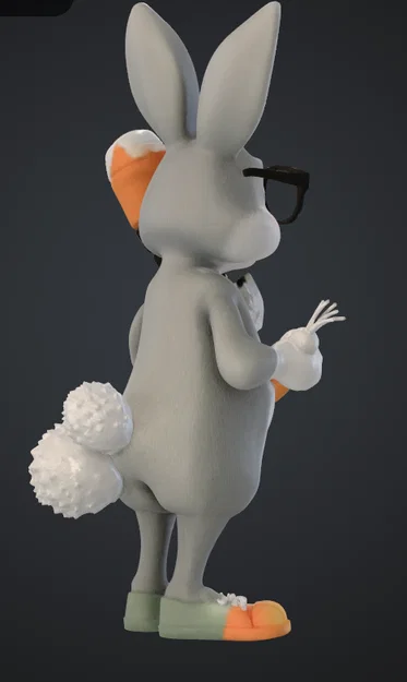Mô hình 3D chú thỏ thông thái đeo kính cùng cà rốt dễ thương - Image 3