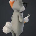 Mô hình 3D chú thỏ thông thái đeo kính cùng cà rốt dễ thương - Thumbnail 3