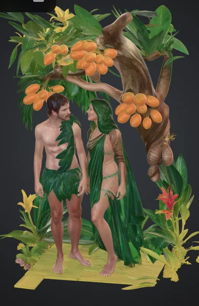 Mô hình 3D Adam và Eva dưới gốc cây trang trí nghệ thuật - Image 1