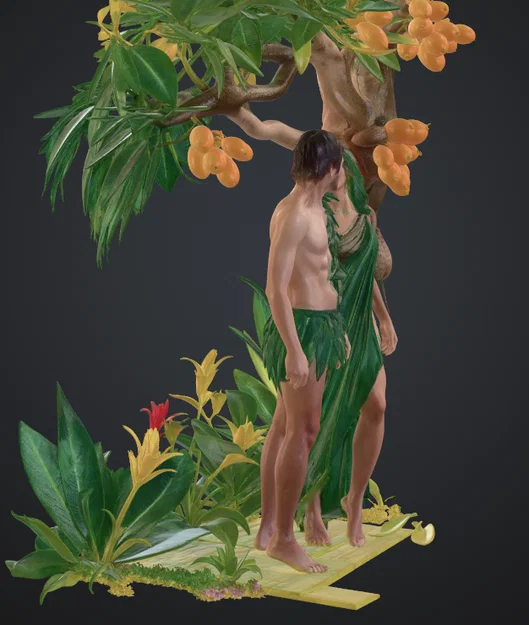 Mô hình 3D Adam và Eva dưới gốc cây trang trí nghệ thuật - Image 2