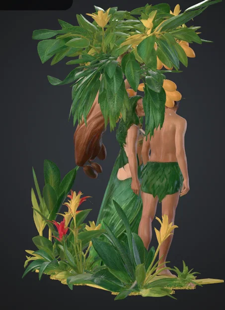 Mô hình 3D Adam và Eva dưới gốc cây trang trí nghệ thuật - Image 3