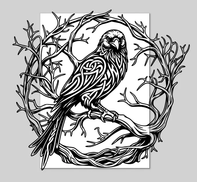 Raven Wall Art v2 – Tranh treo tường Raven phong cách Celtic - Image 1