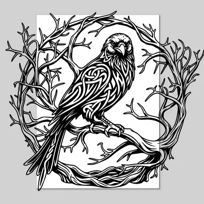 Raven Wall Art v2 – Tranh treo tường Raven phong cách Celtic