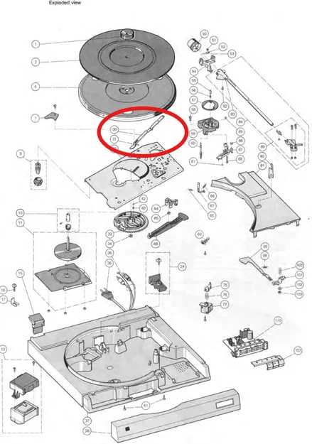 Thanh plate công tắc cho mâm đĩa than/record player (Turn table/ Recordplayer switch plate bar) - Image 2