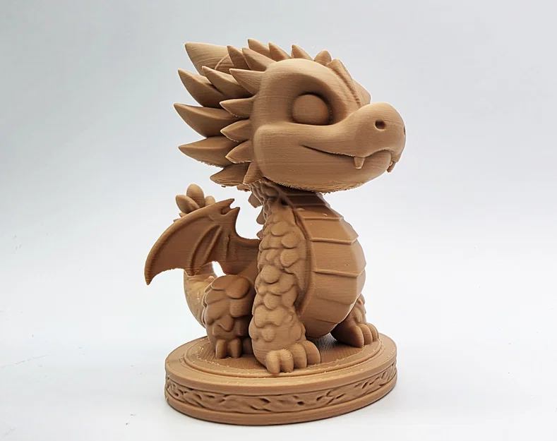 Mô hình rồng con dễ thương trên bệ đỡ 3D (Cute Dragon on Pedestal) - Image 1
