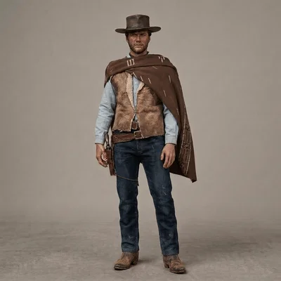 Mô hình 3D Clint Eastwood kèm bối cảnh miền Tây cực chất