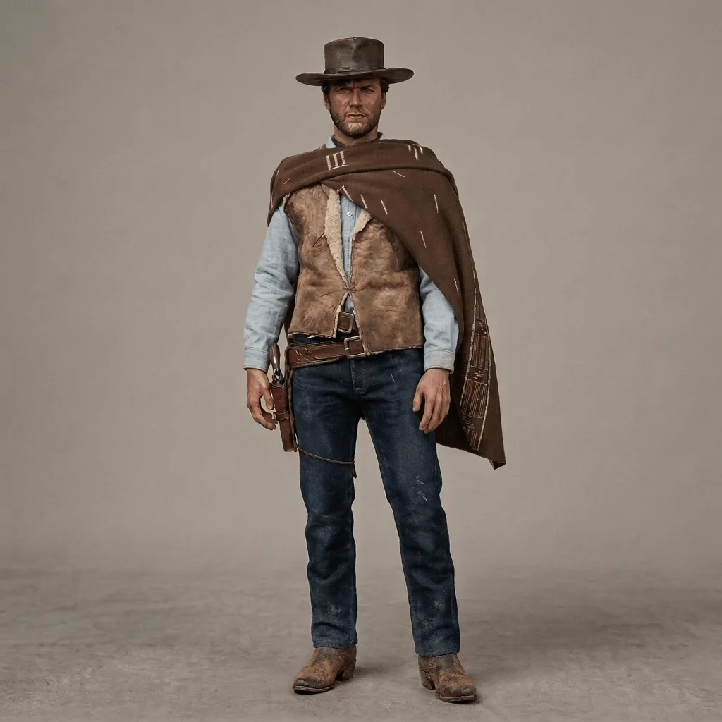 Mô hình 3D Clint Eastwood kèm bối cảnh miền Tây cực chất 1