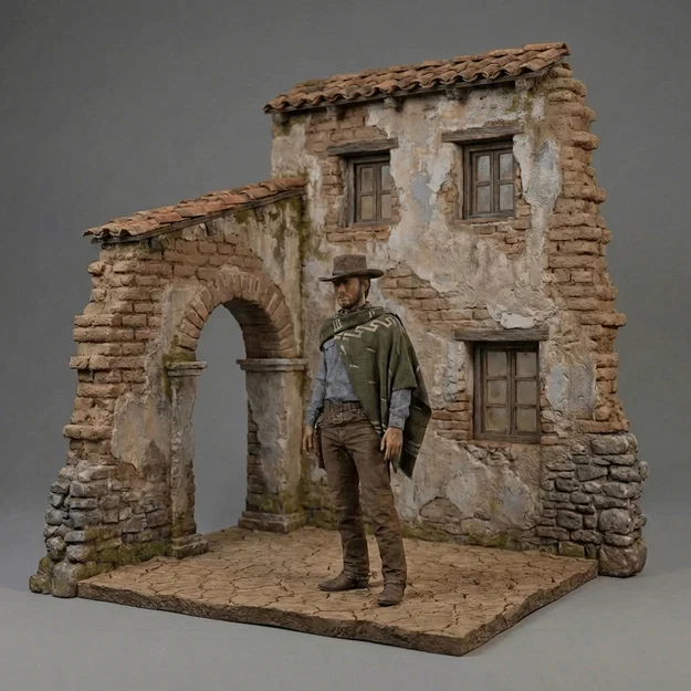 Mô hình 3D Clint Eastwood kèm bối cảnh miền Tây cực chất - Image 3