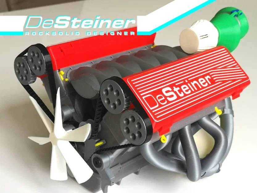 Mô hình động cơ V10 Turbocharged chạy dây đai, hoạt động được (tối ưu cho in 3D) - Image 1
