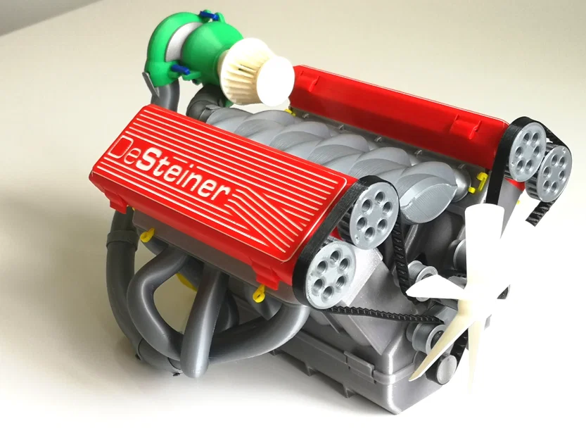 Mô hình động cơ V10 Turbocharged chạy dây đai, hoạt động được (tối ưu cho in 3D) - Image 2