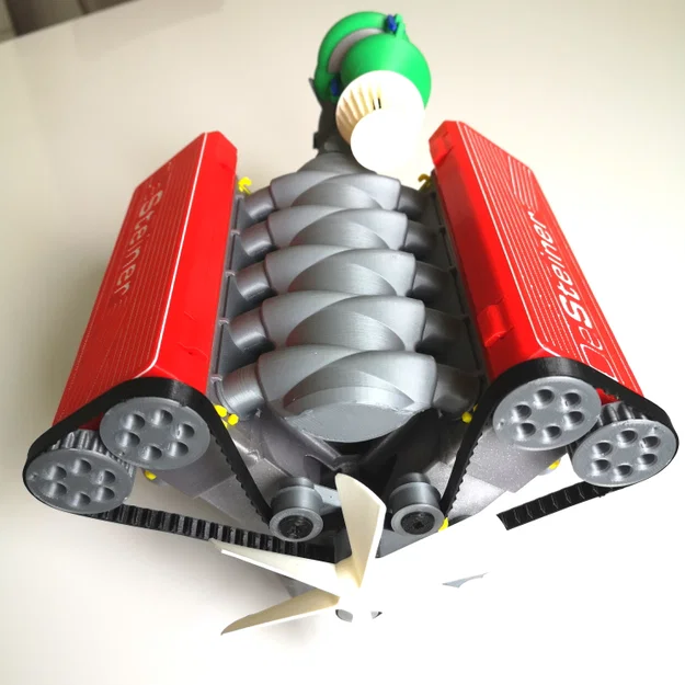 Mô hình động cơ V10 Turbocharged chạy dây đai, hoạt động được (tối ưu cho in 3D) - Image 3