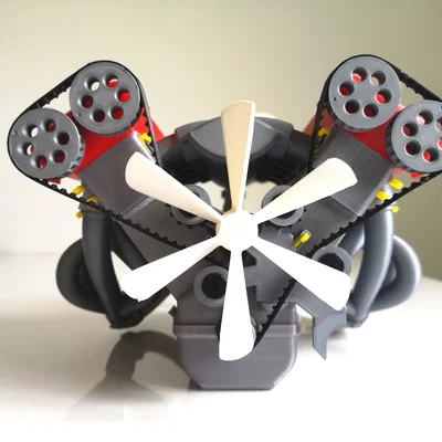 Mô hình động cơ V10 Turbocharged chạy dây đai, hoạt động được (tối ưu cho in 3D)