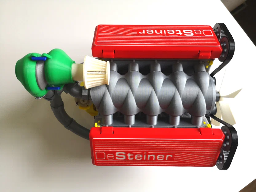 Mô hình động cơ V10 Turbocharged chạy dây đai, hoạt động được (tối ưu cho in 3D) - Image 6