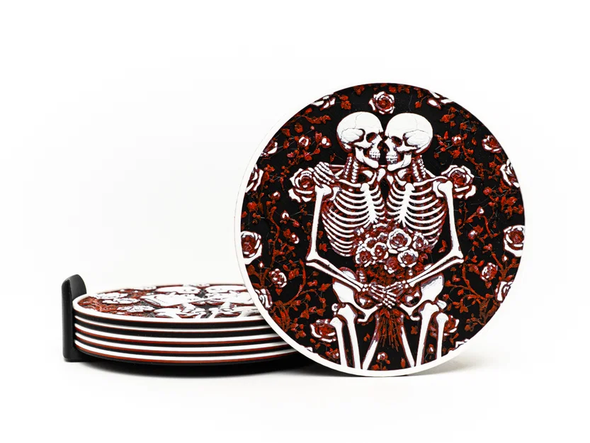 Bộ Lót Ly Skeleton Romance (Skeleton Romance Coasters) - Image 2