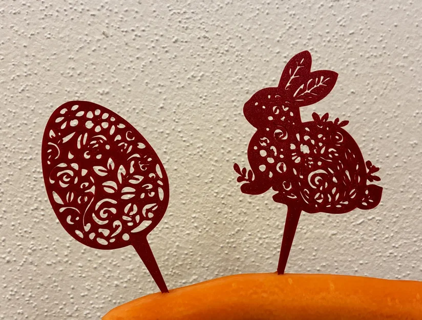 Que cắm bánh Phục Sinh filigree: Trứng & Thỏ (Intricate Easter Cake Toppers) - Image 1