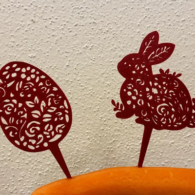 Que cắm bánh Phục Sinh filigree: Trứng & Thỏ (Intricate Easter Cake Toppers)