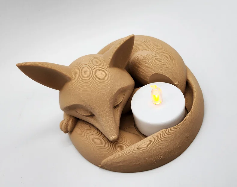 Mô hình 3D khay đựng nến chú cáo đang ngủ (Sleeping Fox Tea Light Holder) - Image 2
