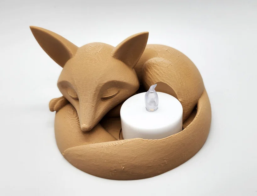 Mô hình 3D khay đựng nến chú cáo đang ngủ (Sleeping Fox Tea Light Holder) - Image 3