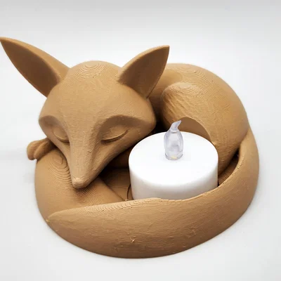 Mô hình 3D khay đựng nến chú cáo đang ngủ (Sleeping Fox Tea Light Holder)