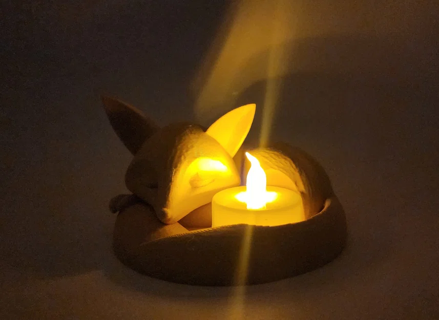 Mô hình 3D khay đựng nến chú cáo đang ngủ (Sleeping Fox Tea Light Holder) - Image 10