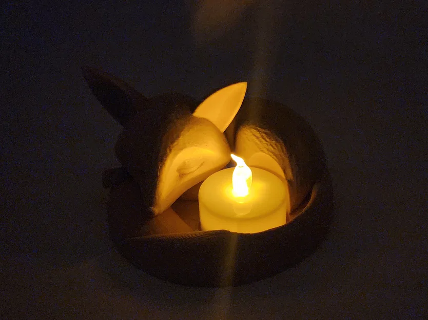 Mô hình 3D khay đựng nến chú cáo đang ngủ (Sleeping Fox Tea Light Holder) - Image 11