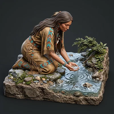 Mô hình 3D Keeper of the Stream: Người bảo vệ dòng suối tinh xảo