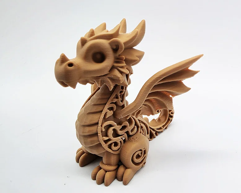 Mô hình chú rồng nhỏ dễ thương phong cách chạm khắc gỗ ấn tượng - Image 1