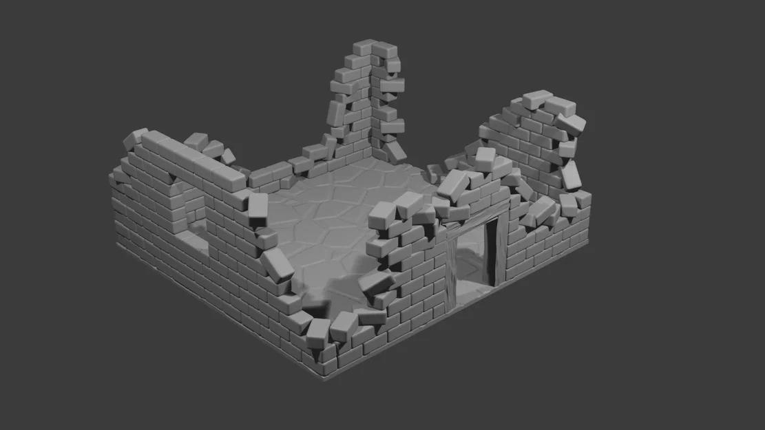 Mô hình địa hình nhà đổ nát (Battle Ruined Walls) cho Wargame 28mm - Image 1