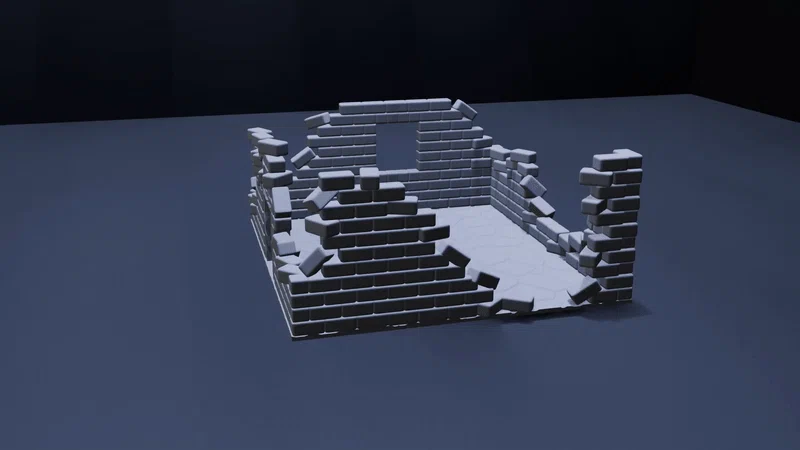 Mô hình địa hình nhà đổ nát (Battle Ruined Walls) cho Wargame 28mm - Image 2