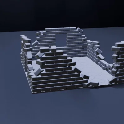 Mô hình địa hình nhà đổ nát (Battle Ruined Walls) cho Wargame 28mm