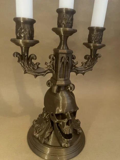 Chân nến Gothic họa tiết đầu lâu độc đáo - Mô hình in 3D trang trí - Image 1