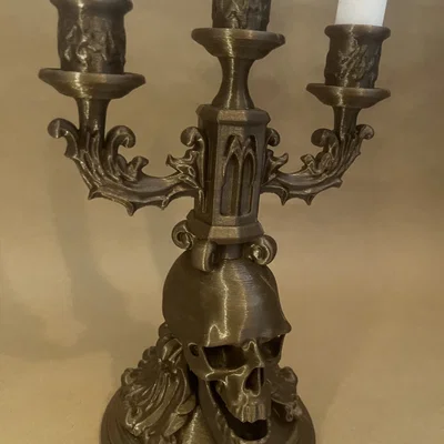 Chân nến Gothic họa tiết đầu lâu độc đáo - Mô hình in 3D trang trí