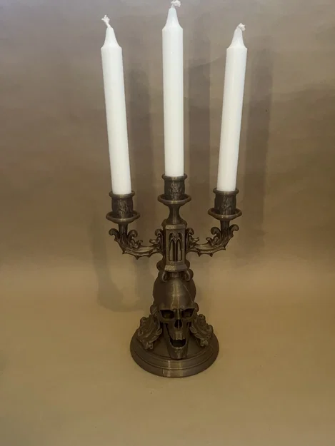 Chân nến Gothic họa tiết đầu lâu độc đáo - Mô hình in 3D trang trí - Image 2