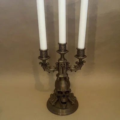 Chân nến Gothic họa tiết đầu lâu độc đáo - Mô hình in 3D trang trí