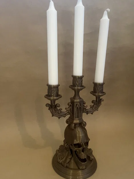 Chân nến Gothic họa tiết đầu lâu độc đáo - Mô hình in 3D trang trí - Image 3