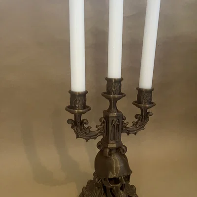 Chân nến Gothic họa tiết đầu lâu độc đáo - Mô hình in 3D trang trí