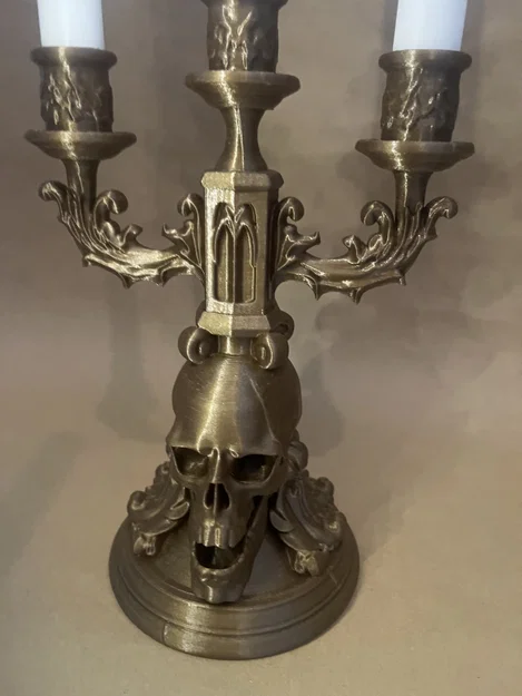 Chân nến Gothic họa tiết đầu lâu độc đáo - Mô hình in 3D trang trí - Image 4