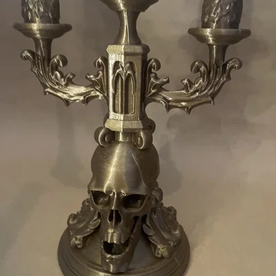 Chân nến Gothic họa tiết đầu lâu độc đáo - Mô hình in 3D trang trí