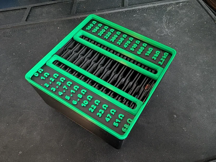 Hộp điện trở Gridfinity kiểu Ridge (Gridfinity Ridge Style Resistor Bin) - Image 1