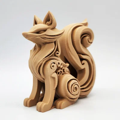 Tượng Cáo Chạm Khắc Nghệ Thuật 3D (Wood-Carved Fox Toy)