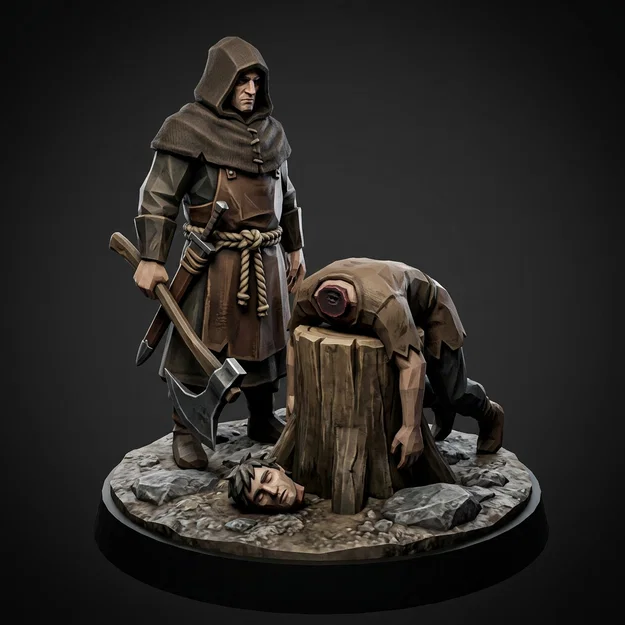Mô hình 3D Warden of the Fallen - Tượng đao phủ phong cách trung cổ - Image 1