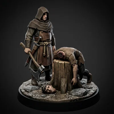 Mô hình 3D Warden of the Fallen - Tượng đao phủ phong cách trung cổ