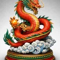 Mô hình rồng thiêng ngậm ngọc 3D - Celestial Dragon with Pearl - Thumbnail 1