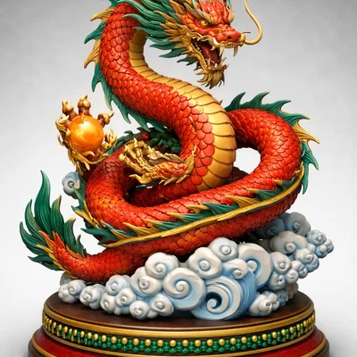 Mô hình rồng thiêng ngậm ngọc 3D - Celestial Dragon with Pearl