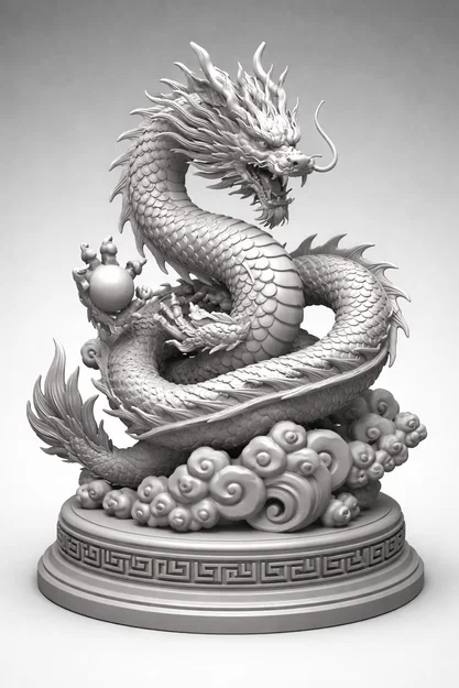 Mô hình rồng thiêng ngậm ngọc 3D - Celestial Dragon with Pearl - Image 2
