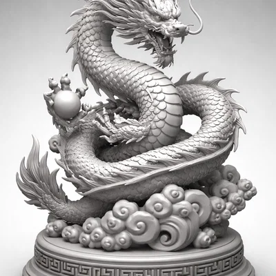 Mô hình rồng thiêng ngậm ngọc 3D - Celestial Dragon with Pearl