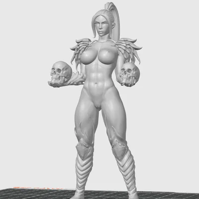 Mô hình 3D nữ chiến binh giả tưởng cầm đầu lâu (Fantasy Woman NFSW)