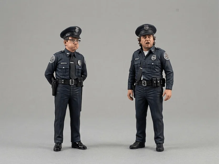Mô hình 3D nhân vật Carl và Zed trong phim Police Academy (1985) - Image 1
