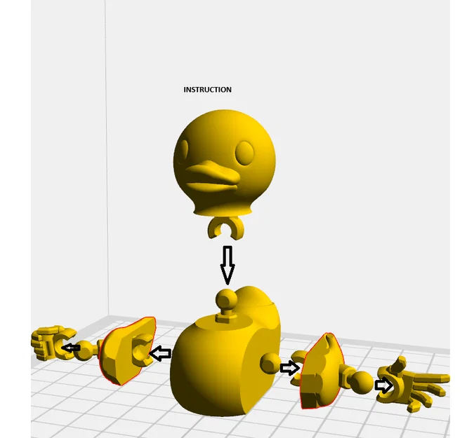 Mô hình chú vịt cử động linh hoạt Ducky 13 in 3D thú vị - Image 2