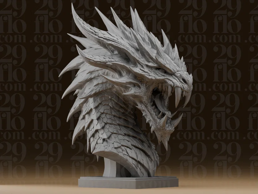 Tượng bán thân đầu rồng gầm thét #261 (Resin Bust) - Image 1